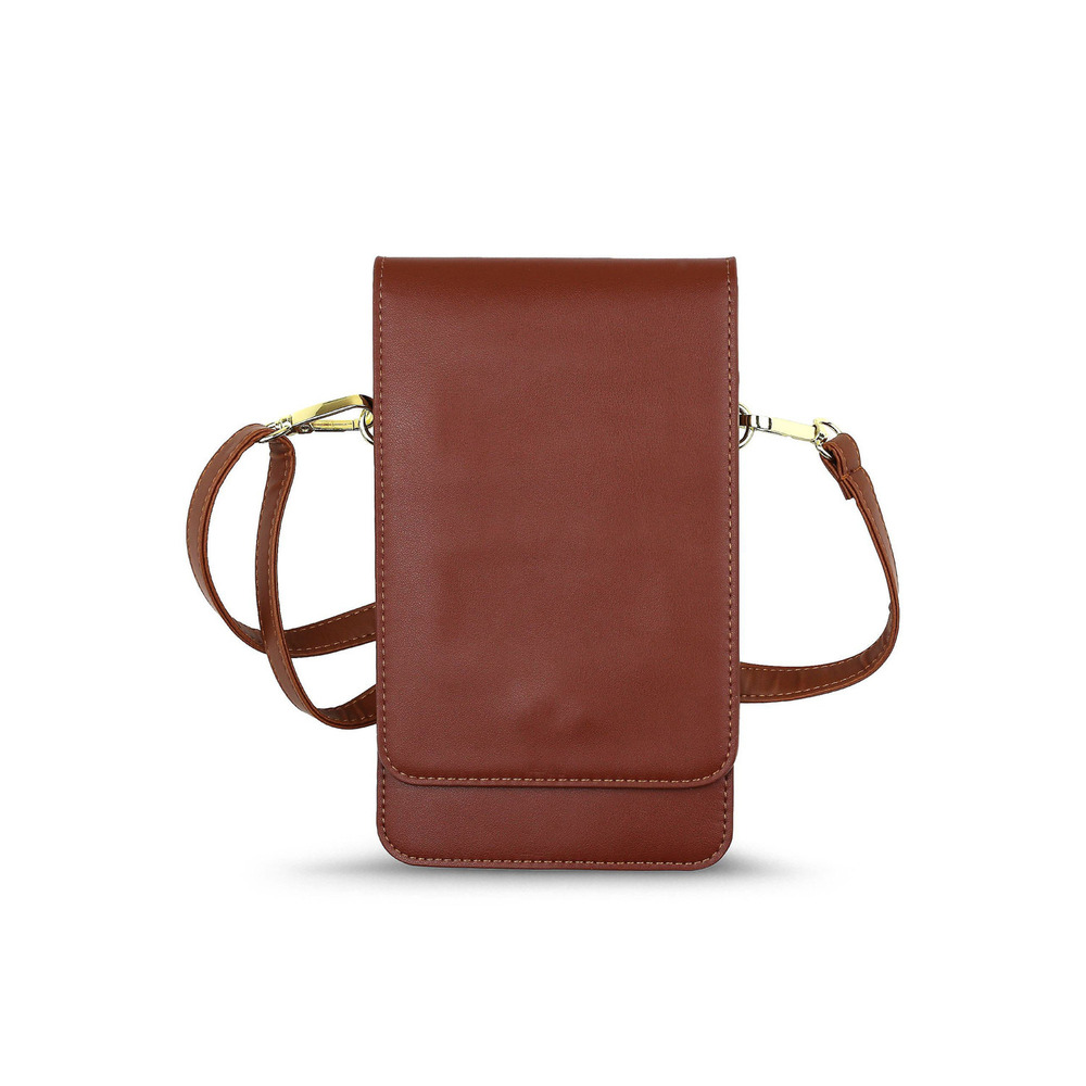 Gear Beast RFID Crossbody Phone Holder with Detachable Strap Cognac